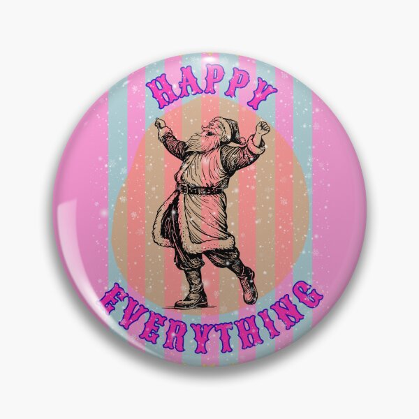 Item preview, Happy Everything - Vintage Santa Christmas pop art pink and blue stripes snowfall designed and sold by Little Paper Palace.