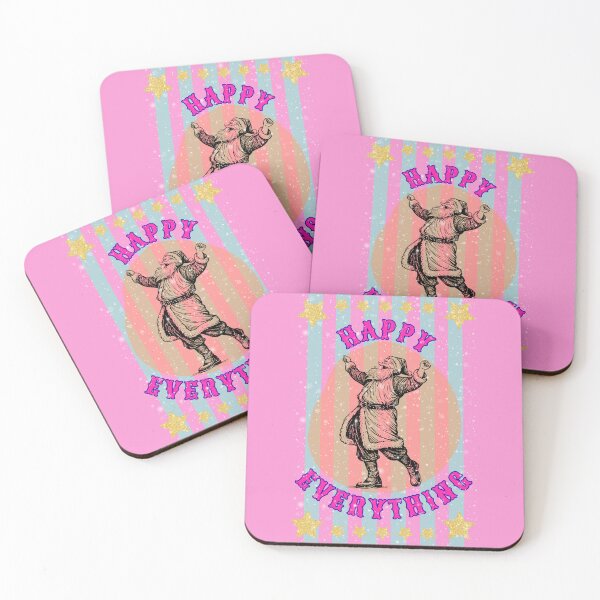 Item preview, Happy Everything - Vintage Santa Christmas pop art pink and blue stripes snowfall designed and sold by Little Paper Palace.