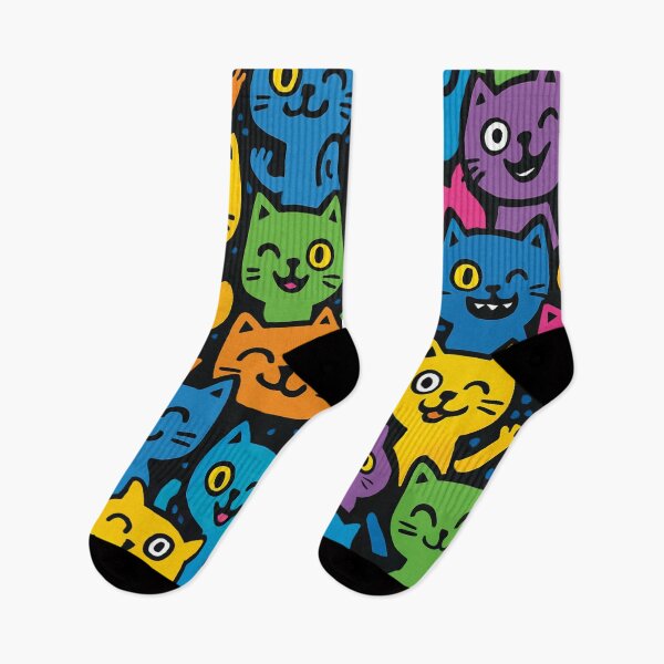 Item preview, Seamless Vibrant Cat Doodle Pattern designed and sold by Nope Cats.