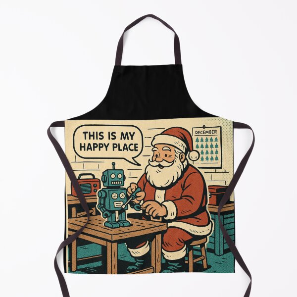 Item preview, Cozy Christmas Humor – Santa’s Happy Place Robot Fix – Gift for Dad • Retro Comics • Vintage Halftone designed and sold by JacobKAurumhead.