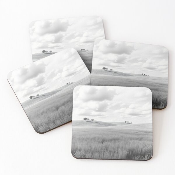 Item preview, Black and White Tuscany Landscape Minimalist Wheat Field designed and sold by EllDAV777.