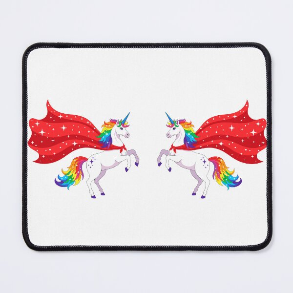 Item preview, Twin Superhero Rainbow Unicorns, Mirrored Magic Unicorn Duo, Rainbow Power Unicorn Pair, Double Fantasy Super Unicorns designed and sold by GDbanners.