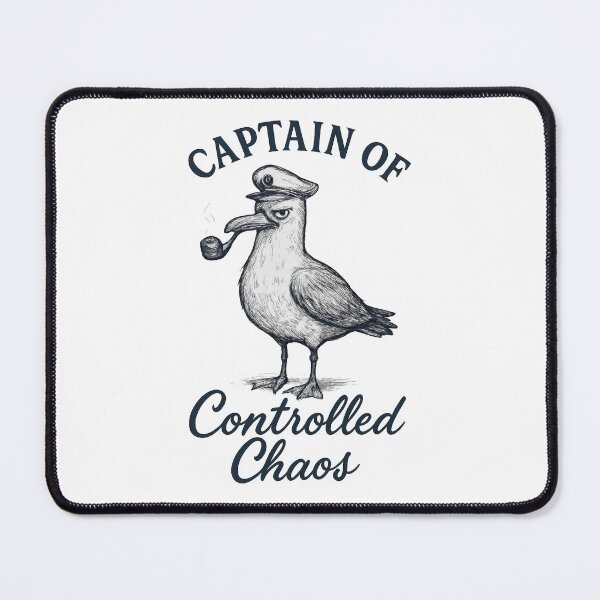 Item preview, Captain of Controlled Chaos Funny Seagull Meme | Nautical Humor Bird Illustration designed and sold by inkoutninja.