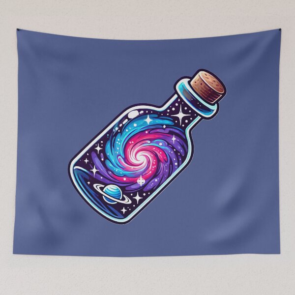 Item preview, Cosmic Galaxy Swirl Contained Inside Mystical Glass Bottle designed and sold by PinUpPizzazz.