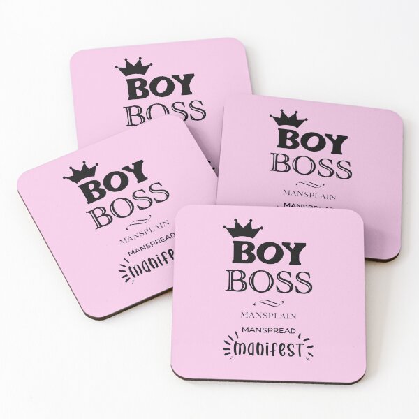 Item preview, BOY BOSS Mansplain Manspread MANIFEST black w pink border designed and sold by sandpaperdaisy.