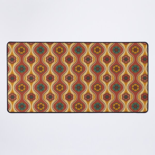 Item preview, Retro 1960s 1970s Red, Orange, Yellow, Teal Danish Mod Floral B designed and sold by RetroMaggie.
