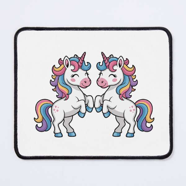 Item preview, Kawaii Unicorn Duo, Dancing Rainbow Twin Unicorns, Cute Mirrored Unicorn Buddies, Rainbow Mane Unicorn Pair designed and sold by GDbanners.