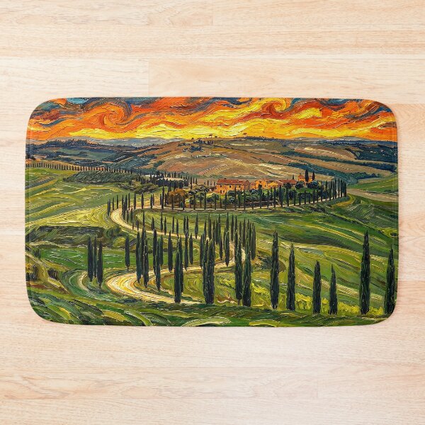Item preview, Tuscan Cypress Road Sunset - Van Gogh Style designed and sold by Gravitylessarts.