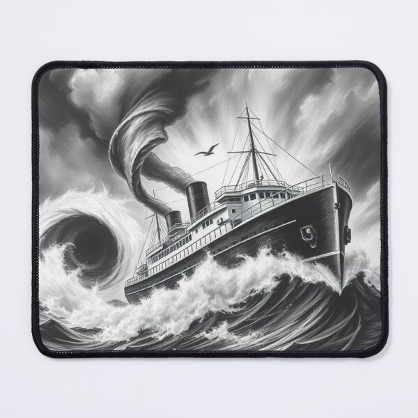 Item preview, Vintage Steamship in Massive Storm - Dark Dramatic Art Print designed and sold by EllDAV777.
