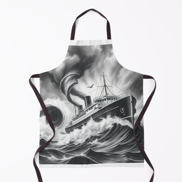 Item preview, Vintage Steamship in Massive Storm - Dark Dramatic Art Print designed and sold by EllDAV777.