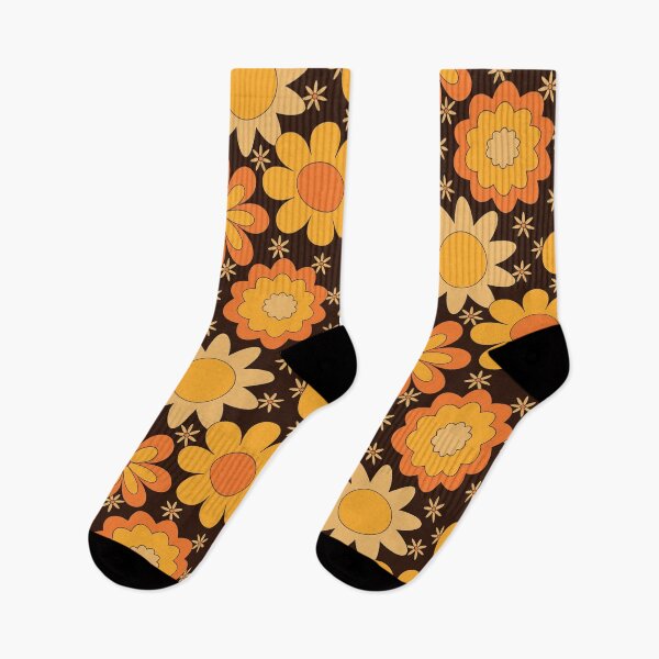 Item preview, 1960s 1970s Vintage Retro Orange Yellow Brown Mod Daisy Floral designed and sold by RetroMaggie.