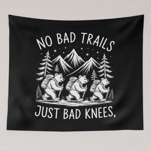 Item preview, No Bad Trails Just Bad Knees Funny Camping Crewneck, Mountain Hiking designed and sold by DentistLegal.