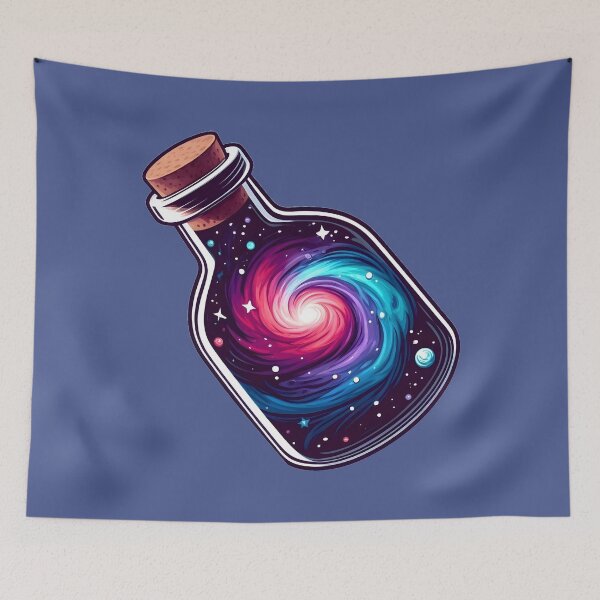 Item preview, Cosmic Galaxy Swirl Contained Inside Mystical Glass Bottle designed and sold by PinUpPizzazz.