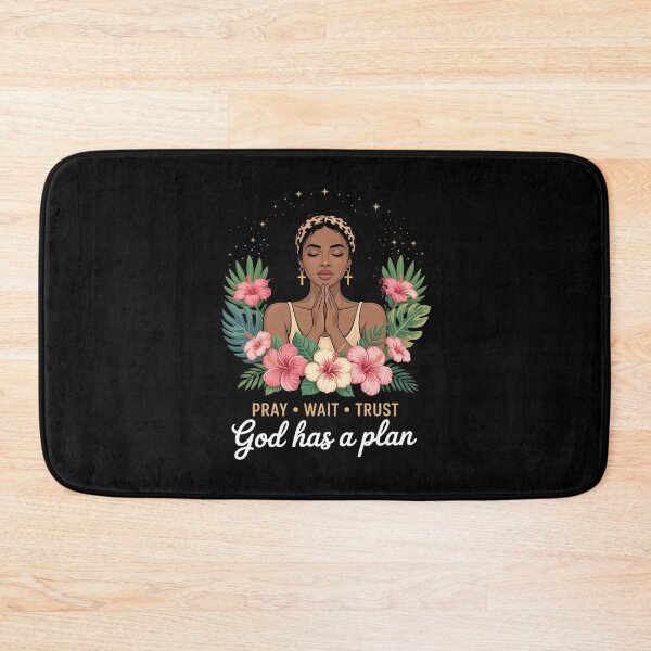 Item preview, Pray Wait Trust Afro Christian Empowerment Black Woman designed and sold by ryukaizox1.