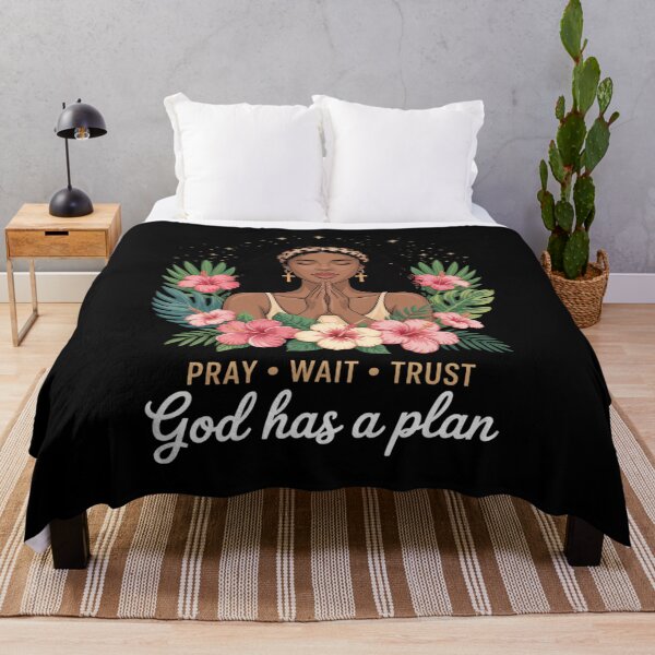 Item preview, Pray Wait Trust Afro Christian Empowerment Black Woman designed and sold by ryukaizox1.