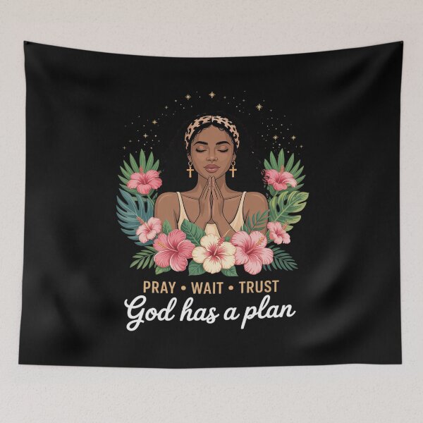 Item preview, Pray Wait Trust Afro Christian Empowerment Black Woman designed and sold by ryukaizox1.