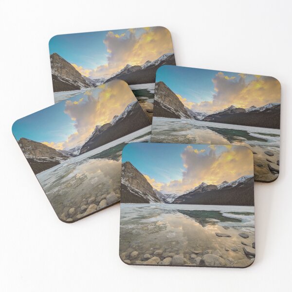 Item preview, Golden Sunrise Over Frozen Mountain Lake designed and sold by Kizzydesign.