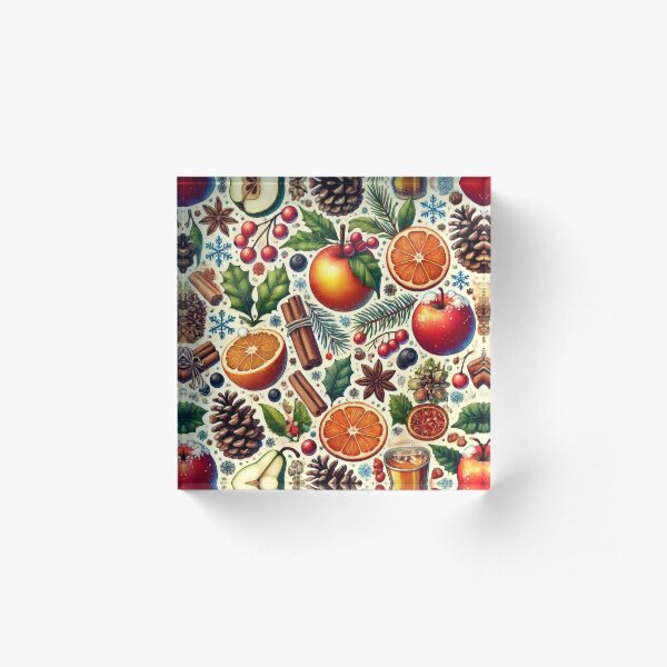 Item preview, Fruta de invierno, especias, manzana, naranja, arándano, anís, canela, pera, agujas de piña, acebo designed and sold by TheTimeTaxi.
