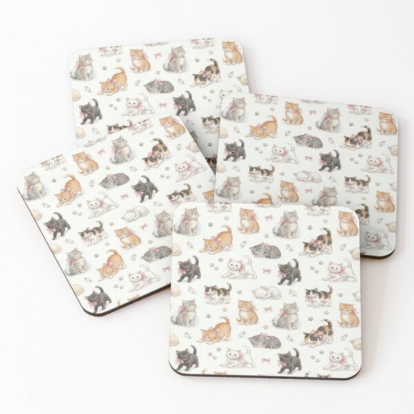 Item preview, Cute Watercolor Kitten Pattern with Pink Bows designed and sold by Little Lavender House.