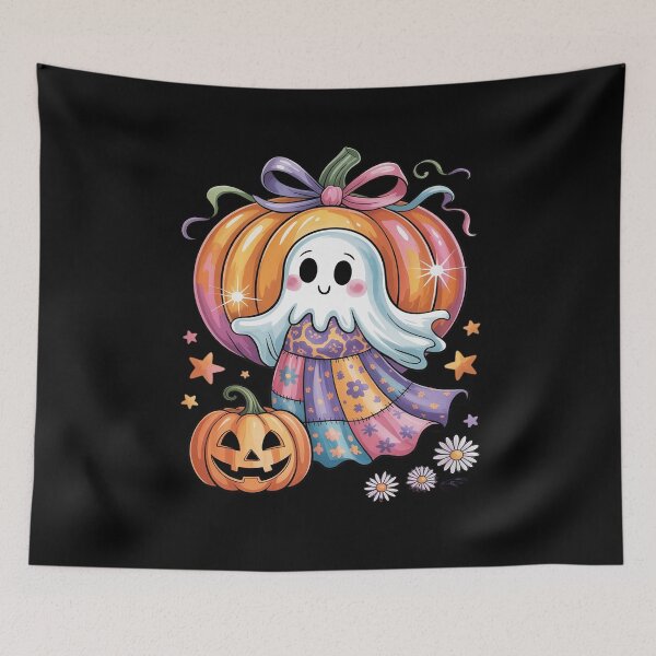 Item preview, Preppy Floral Patchwork Ghost Boo Pumpkin Spooky Fall designed and sold by Rotasiin.