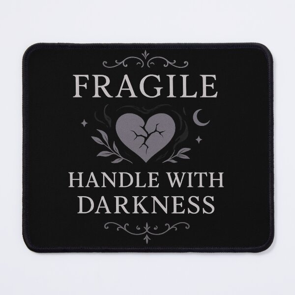 Item preview, Fragile Handle With Darkness – Gothic Cracked Heart Quote designed and sold by Mouraludia.