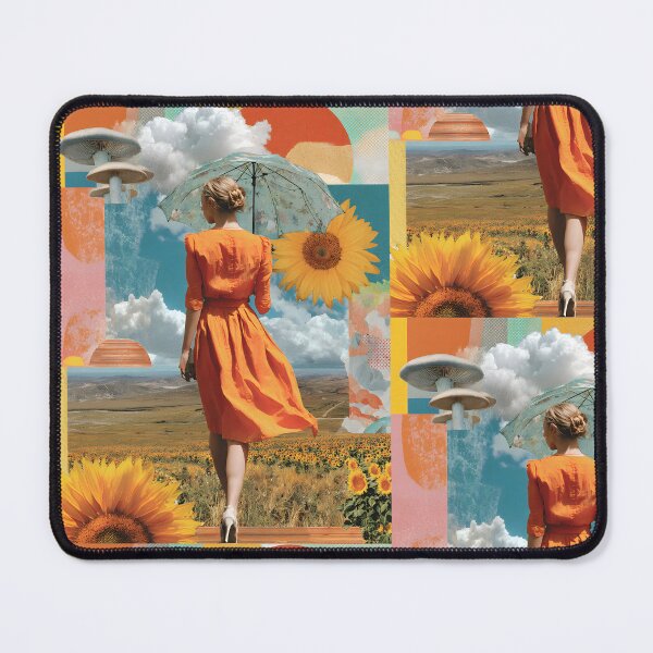Item preview, Dreamlike collage of a girl in a field with sunflowers designed and sold by CoffeeinBloom.