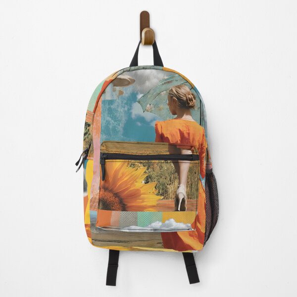 Item preview, Dreamlike collage of a girl in a field with sunflowers designed and sold by CoffeeinBloom.