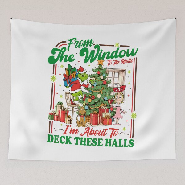 Item preview, Merry Christmas Movie, I'm About To Deck These Halls, Funny Christmas Quote, Green Mean Guy Holiday,Vintage Xmas Humor designed and sold by judithcooley.