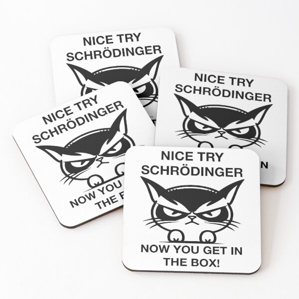 Item preview, Funny Nerdy Nice Try Schrodinger Cat Now You Get in the Box Physics Teacher Black Text designed and sold by MathWare MathClips.