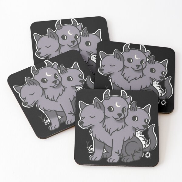 Item preview, Cute Cerberus Pup – Kawaii Three-Headed Dog with Moon and Horns designed and sold by Mouraludia.