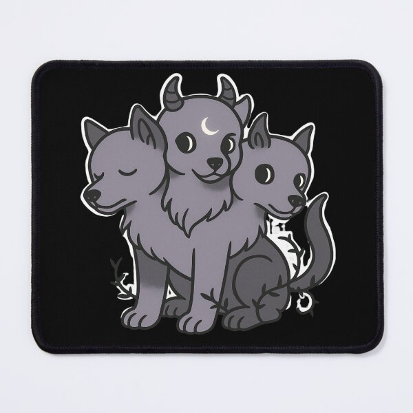 Item preview, Cute Cerberus Pup – Kawaii Three-Headed Dog with Moon and Horns designed and sold by Mouraludia.