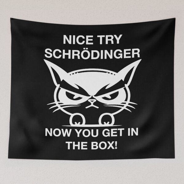 Item preview, Funny Nerdy Nice Try Schrodinger Cat Now You Get in the Box Physics Teacher White Text designed and sold by MathWare MathClips.