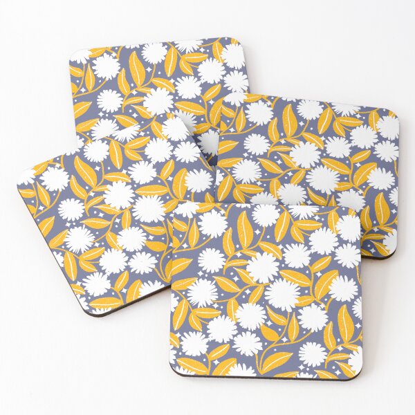 Item preview, Winter daisies pattern - gray and yellow designed and sold by Home Cyn Home.