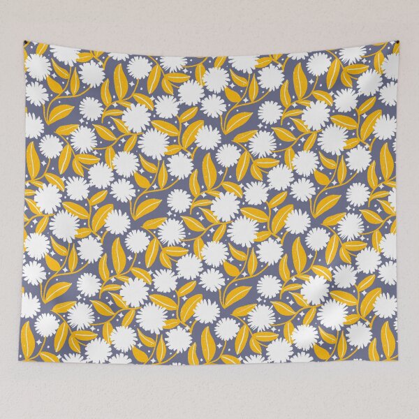 Item preview, Winter daisies pattern - gray and yellow designed and sold by Home Cyn Home.