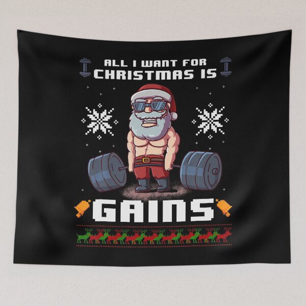 Item preview, All I Want For Christmas Is Gains Santa Claus Gym Workout designed and sold by MarionCharleen.