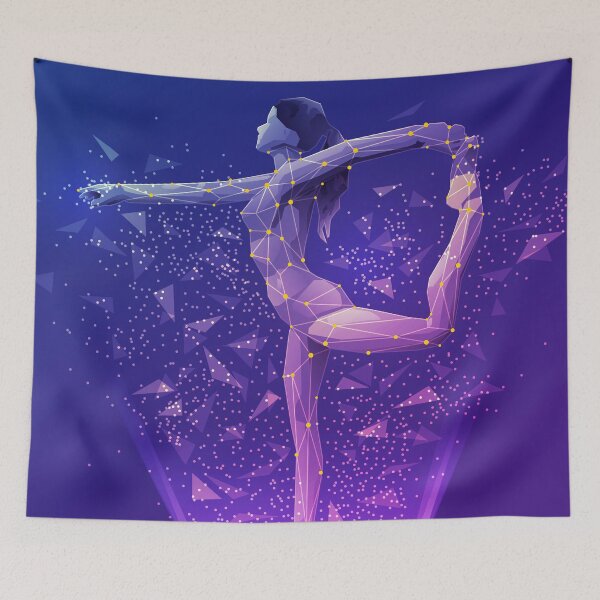 Item preview, sport science, polygon female athlete showing gymnastic pose designed and sold by NiamLab.