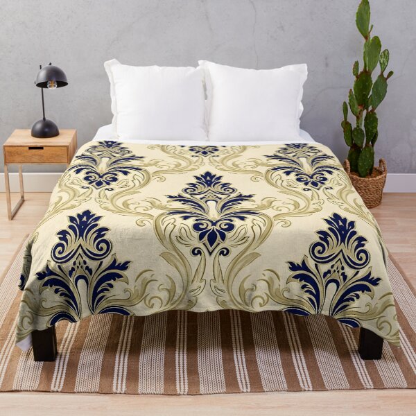Item preview, Gold & Navy Damask Elegance designed and sold by Kaleidoscope Print.