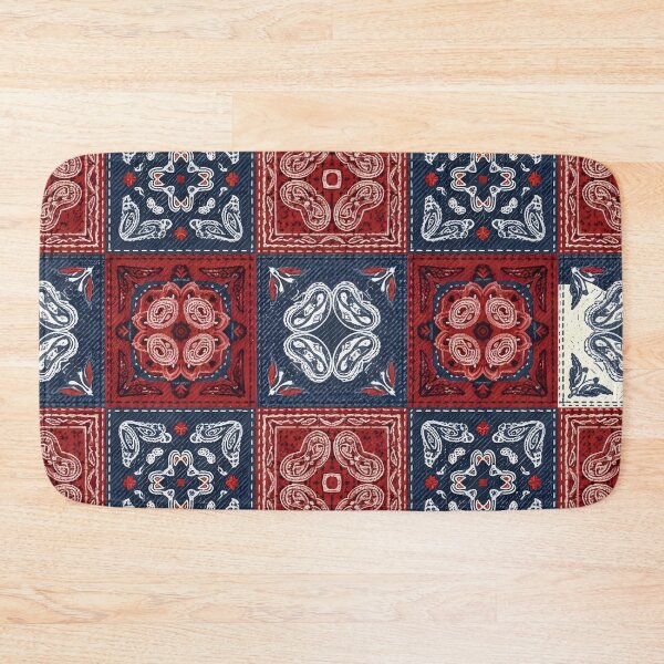 Item preview, Denim Paisley Patch Grid designed and sold by Kaleidoscope Print.