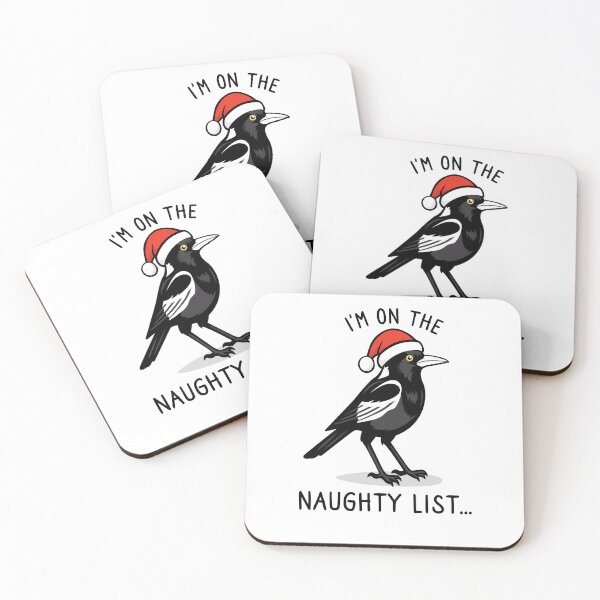 Item preview, Funny Australian Christmas naughty list swooping magpie - with quote "I'm on the naughty list" featuring an Aussie Magpie bird designed and sold by messy-nessie.