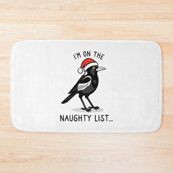 Item preview, Funny Australian Christmas naughty list swooping magpie - with quote "I'm on the naughty list" featuring an Aussie Magpie bird designed and sold by messy-nessie.