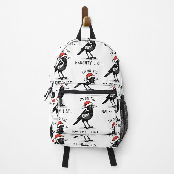 Item preview, Funny Australian Christmas naughty list swooping magpie - with quote "I'm on the naughty list" featuring an Aussie Magpie bird designed and sold by messy-nessie.