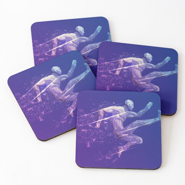 Item preview, sport science, polygon male athlete jumping with lighting effect designed and sold by NiamLab.