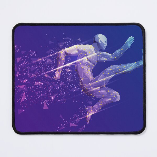 Item preview, sport science, polygon male athlete jumping with lighting effect designed and sold by NiamLab.