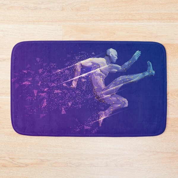 Item preview, sport science, polygon male athlete jumping with lighting effect designed and sold by NiamLab.