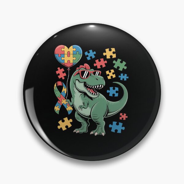 Item preview, Autism Awareness Ribbon T-Rex Dinosaur Puzzle Heart Balloon designed and sold by Moxizz.