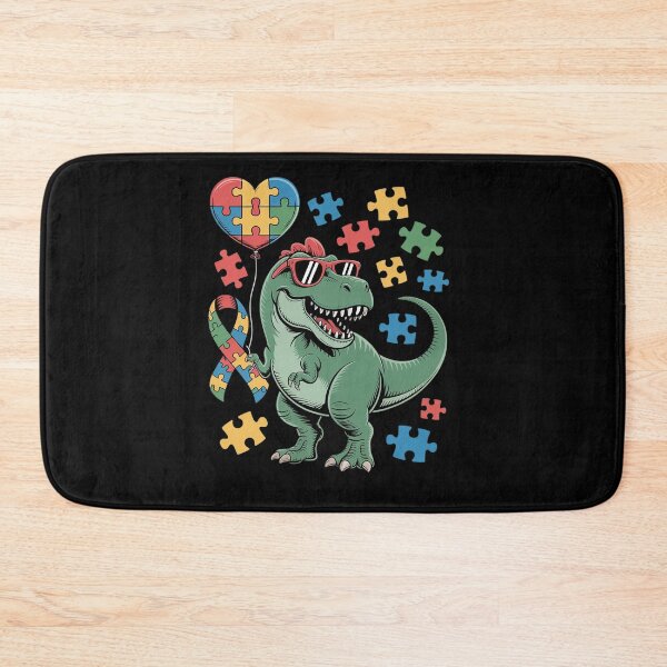 Item preview, Autism Awareness Ribbon T-Rex Dinosaur Puzzle Heart Balloon designed and sold by Moxizz.