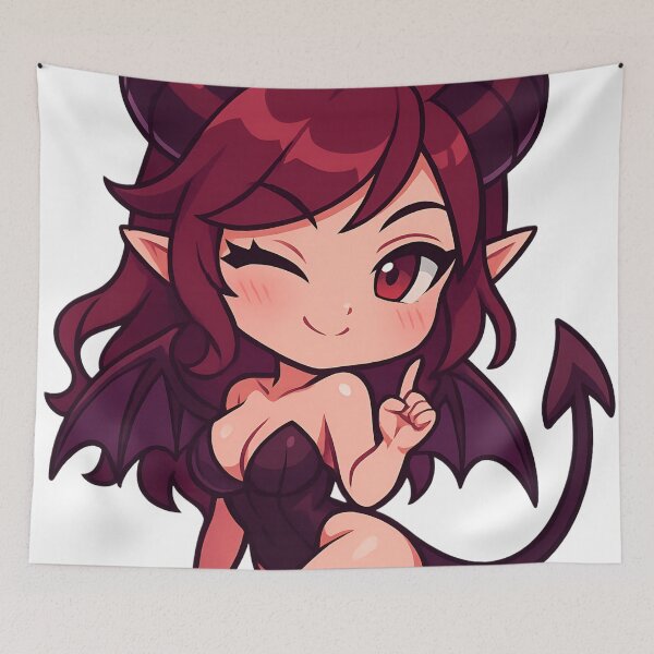 Item preview, Playful Chibi Succubus Demon Girl – Anime Mischief in Red and Black designed and sold by StickyGuys.
