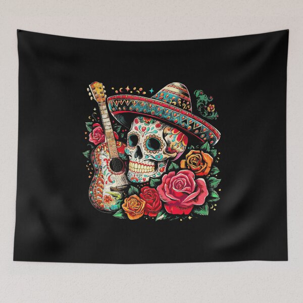 Item preview, Cinco De Mayo Skull Sombrero Fiesta Mexican Skull Men Women designed and sold by BrandyMartha.