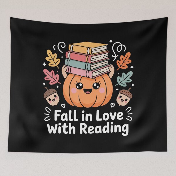 Item preview, Fall In Love With Reading Pumpkin Books Autumn Saying designed and sold by DesireeAngela1.