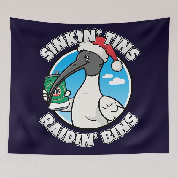 Item preview, Sinkin' tins, raidin' bins - Aussie Christmas ibis - Australian Christmas design designed and sold by messy-nessie.